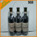 Clear pvc plastic wine bags for 3 bottles